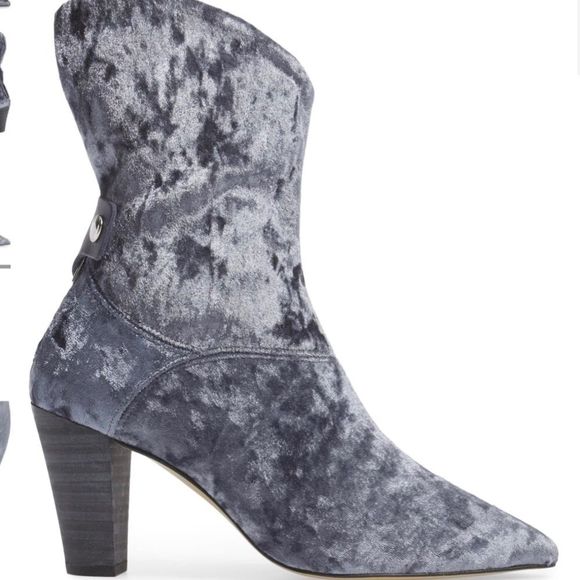 NWT $198 Free People  | Moonlit | Crushed Velvet Boots in Blue - Picture 5 of 12